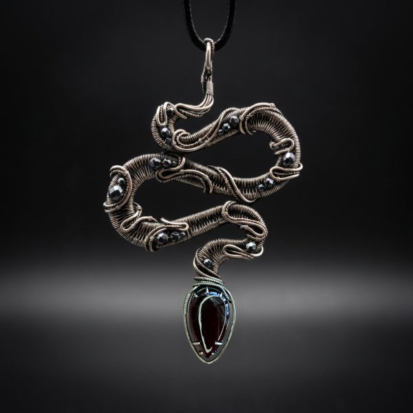 Serpent’s Grace — Garnet Pendant