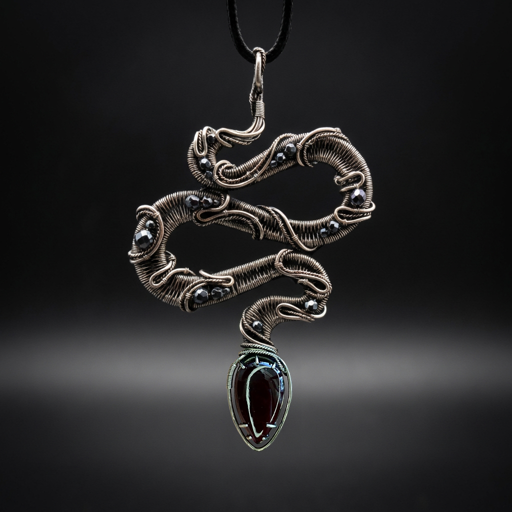 Serpent’s Grace — Garnet Pendant - Image 1