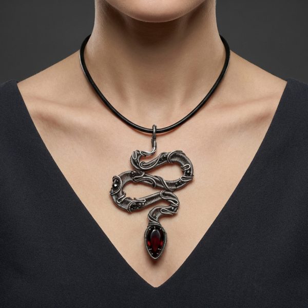 Serpent’s Grace — Garnet Pendant - Image 2