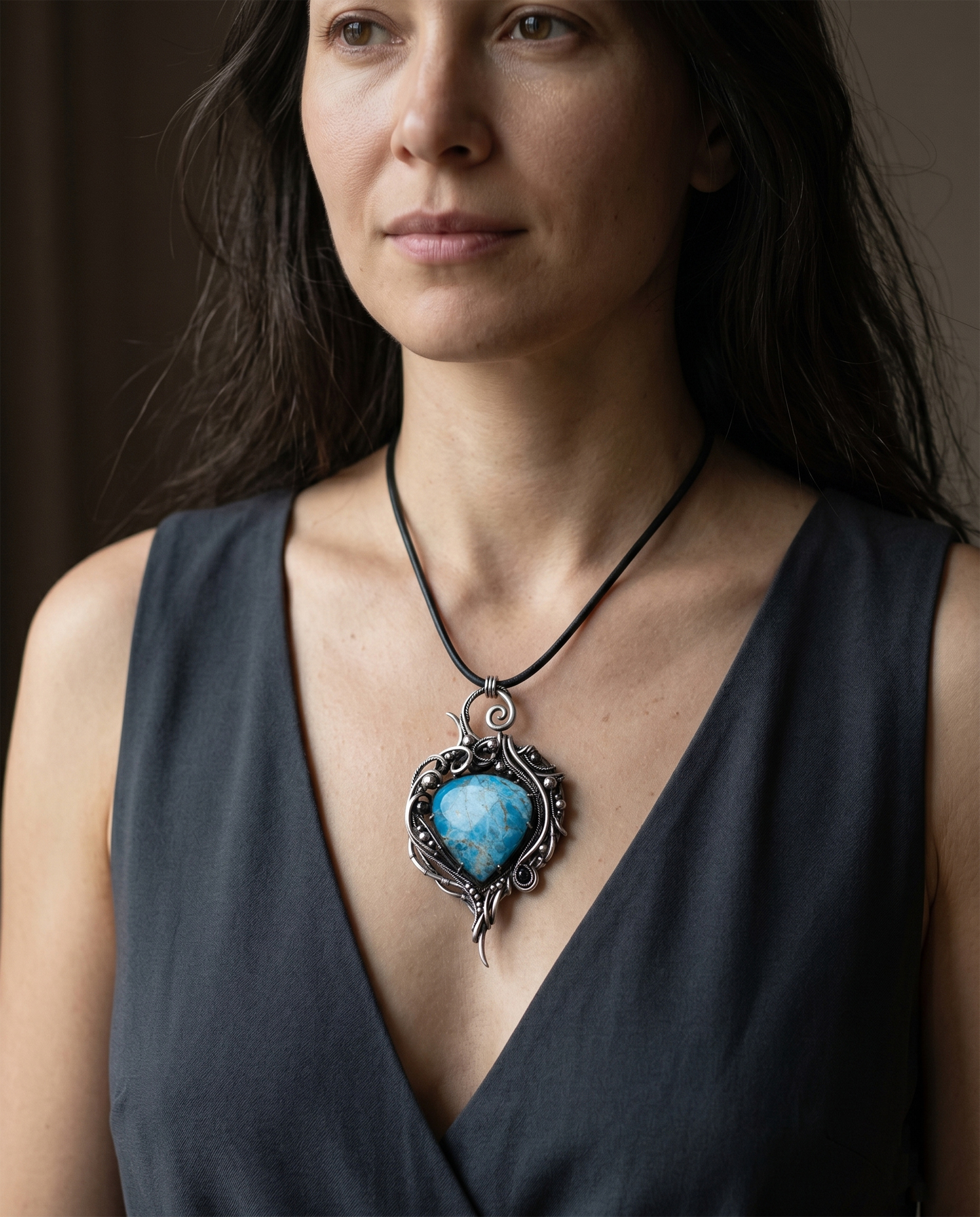 Mountain Heart — Apatite Pendant - Image 1