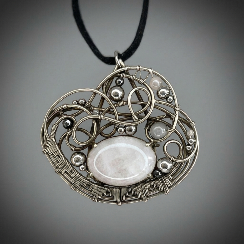 Cloud Drift — Rose Quartz Pendant - Image 1