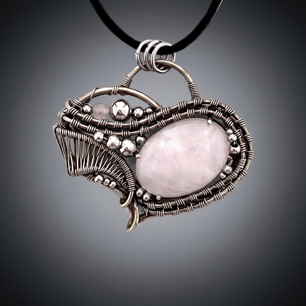 Heart of the New Path — Rose quartz Pendant - Image 1