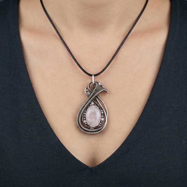 Lunar Drop — Rose Quartz Pendant - Image 2