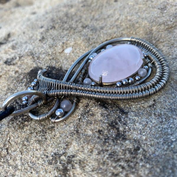 Lunar Drop — Rose Quartz Pendant - Image 3