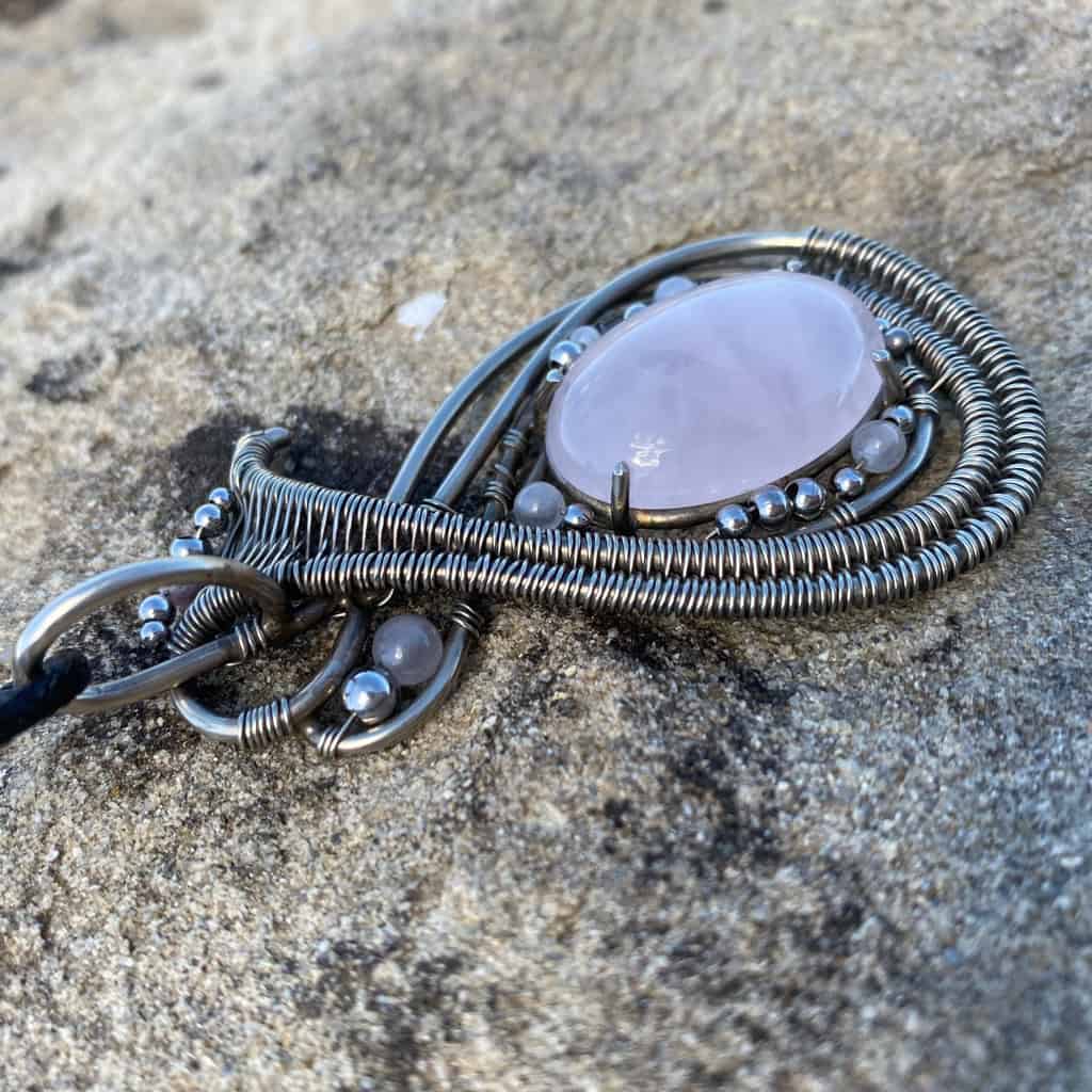 Lunar Drop — Rose Quartz Pendant - Image 3