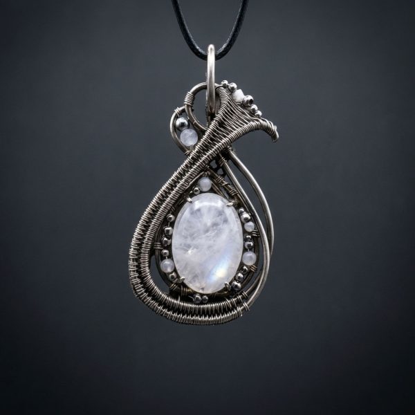 Lunar Drop — Rose Quartz Pendant