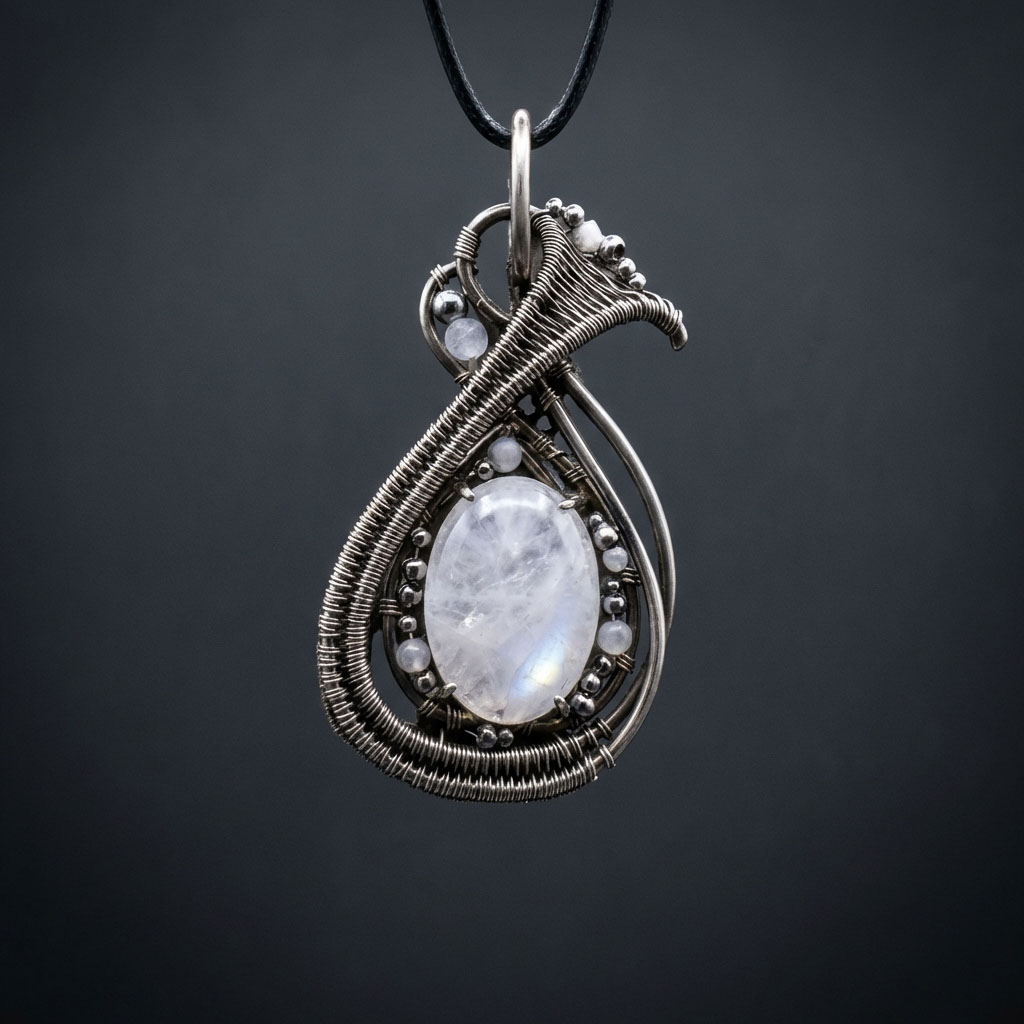 Lunar Drop — Rose Quartz Pendant - Image 1