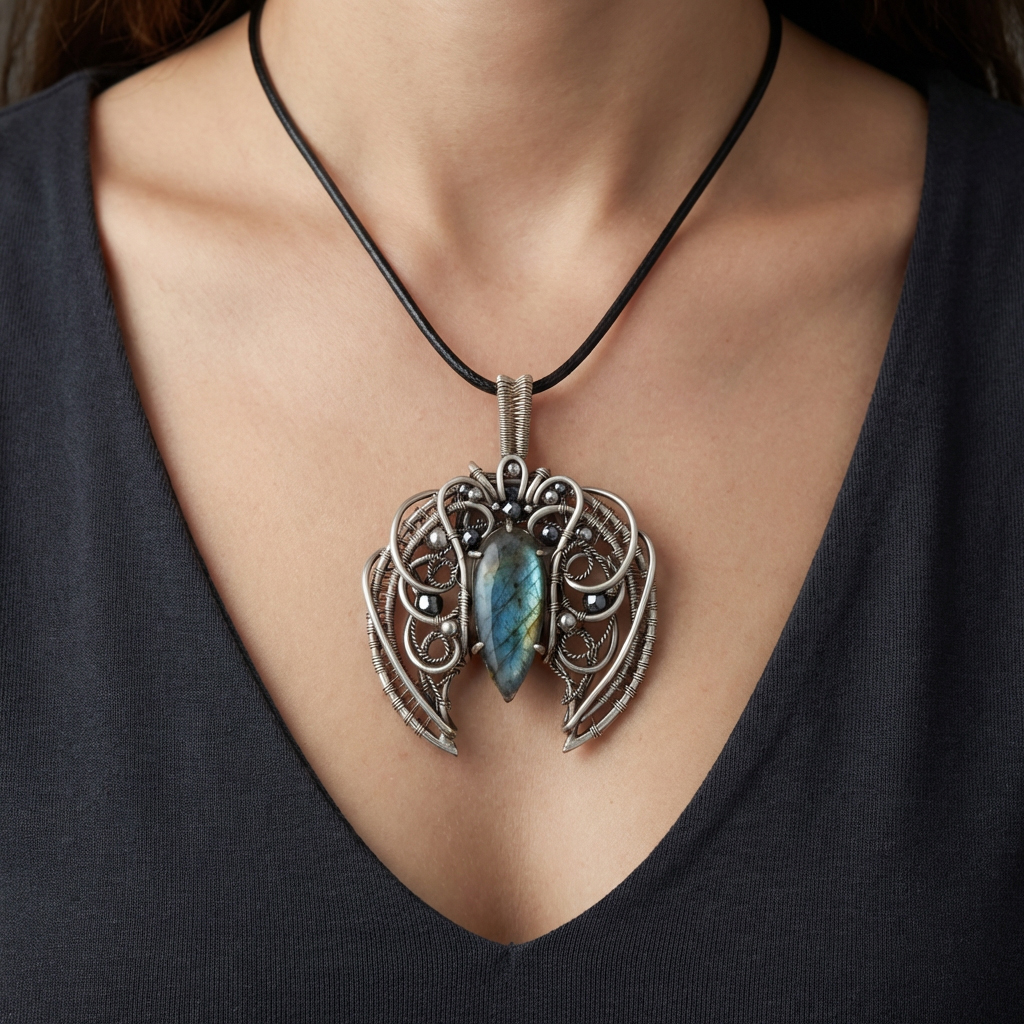 Wings of Intuition — Labradorite Pendant - Image 2