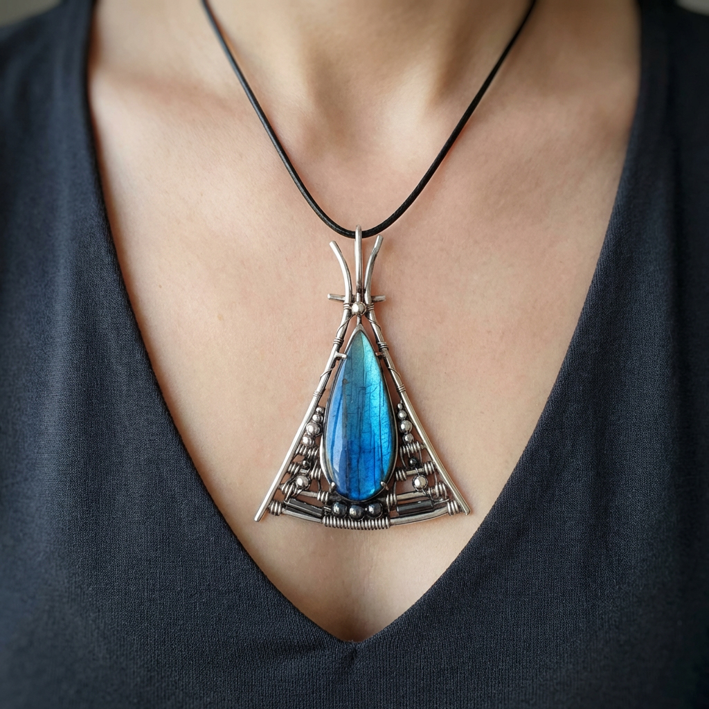 Triad Echo — Labradorite Pendant - Image 1