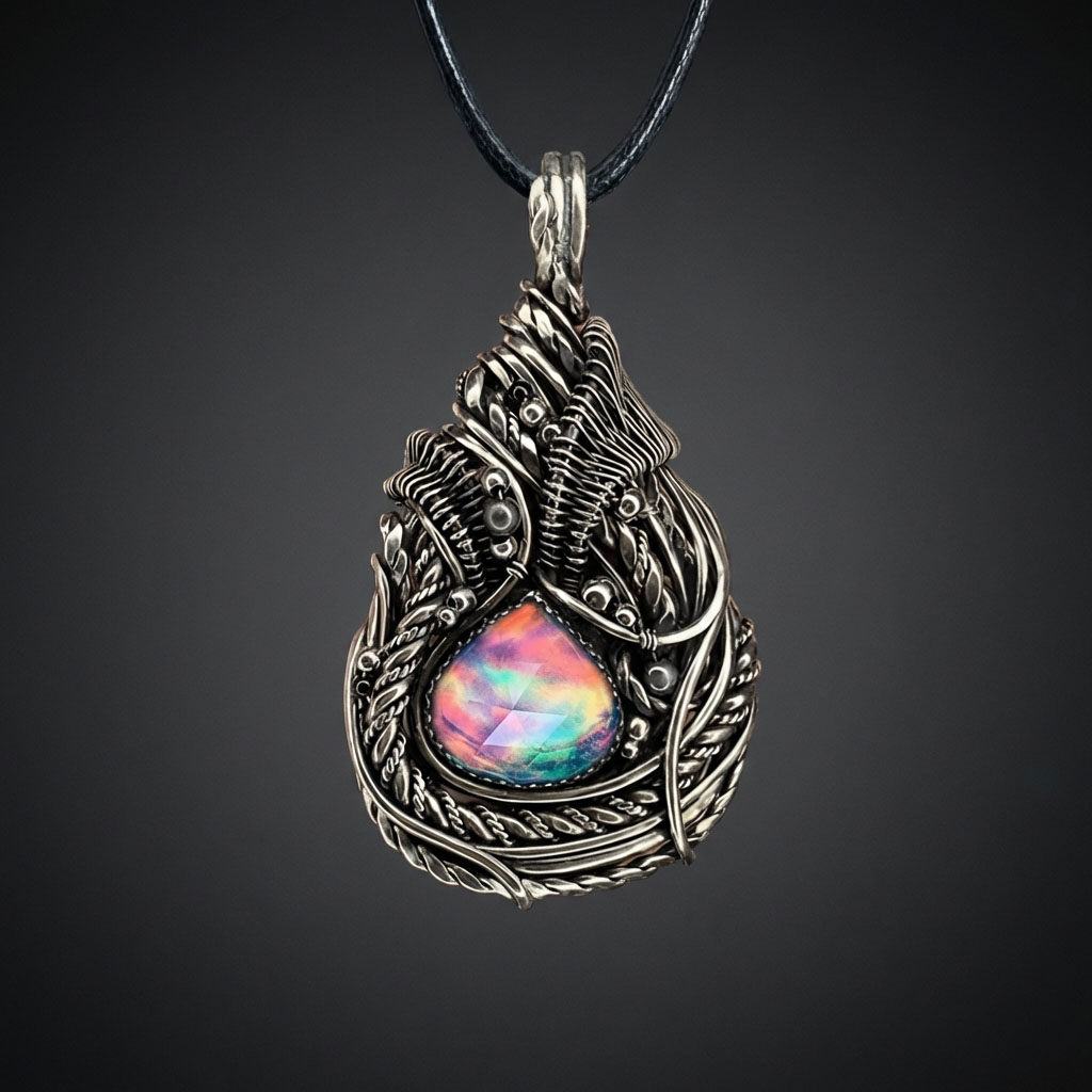Interwoven Essence — Aurora Opal Pendant - Image 1