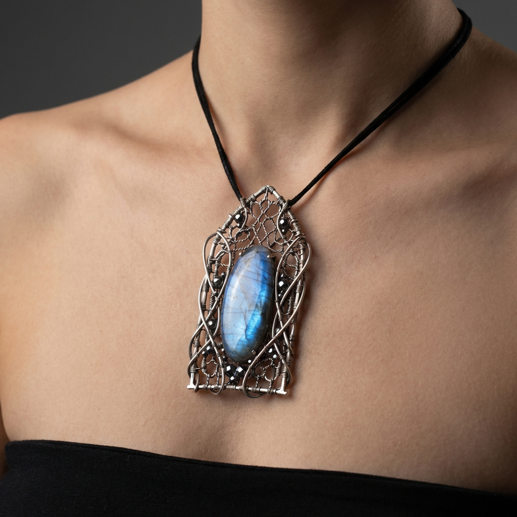 Vine Mirror — Labradorite Pendant - Image 1