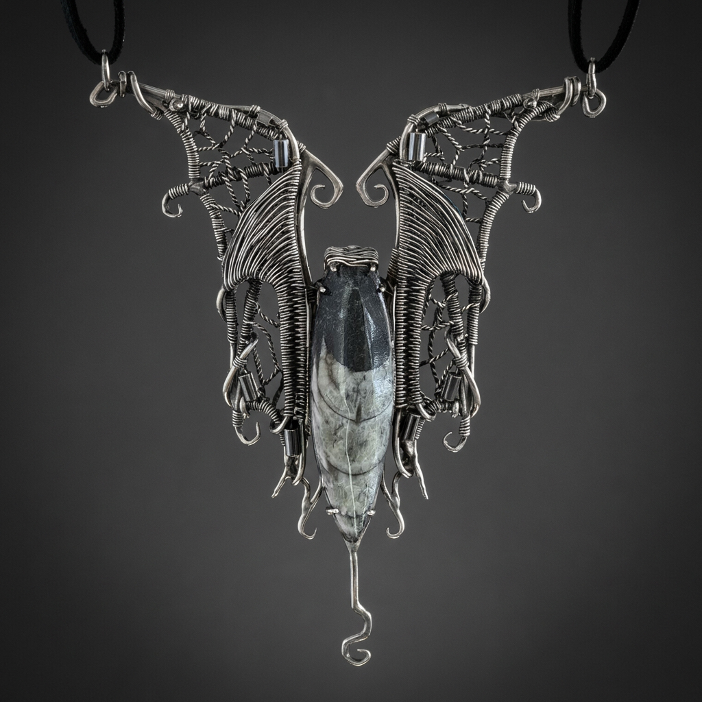 Bat of Darkness — Orthoceras Pendant - Image 2