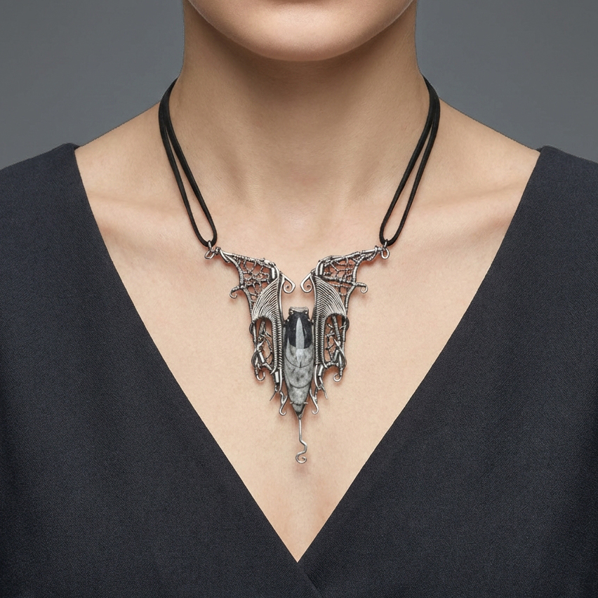 Bat of Darkness — Orthoceras Pendant - Image 1