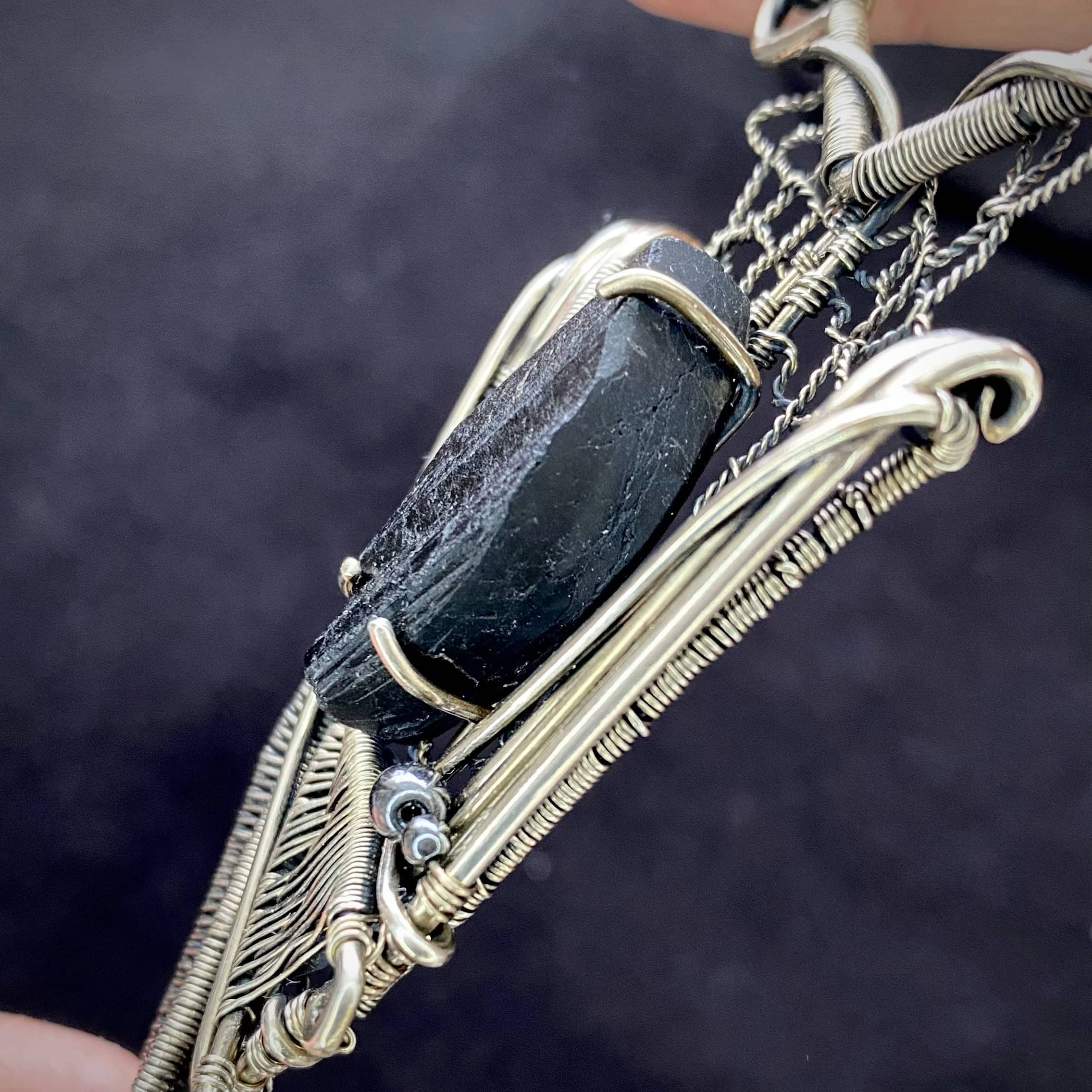 Midnight Bat — Black Tourmaline Pendant - Image 3