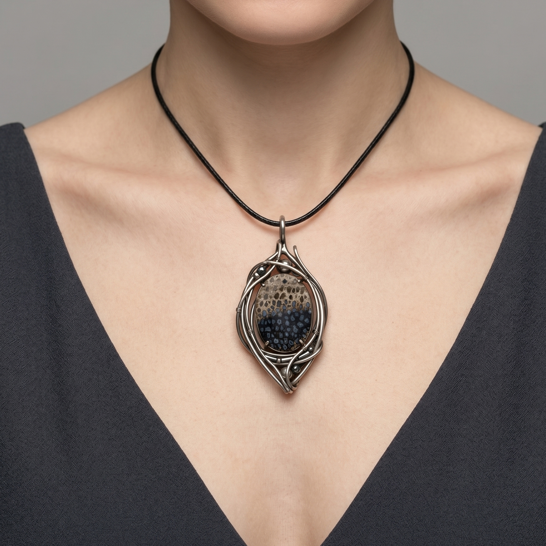 Wood Crystal — Fossilized palm root Pendant - Image 2