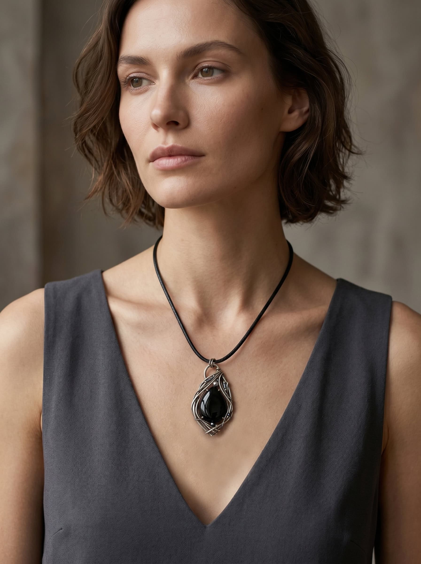 Shadow Embrace — Black agate Pendant - Image 2