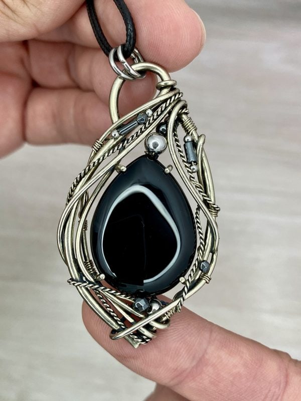 Shadow Embrace — Black agate Pendant