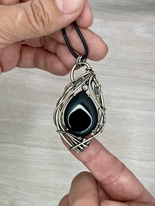 Shadow Embrace — Black agate Pendant - Image 4