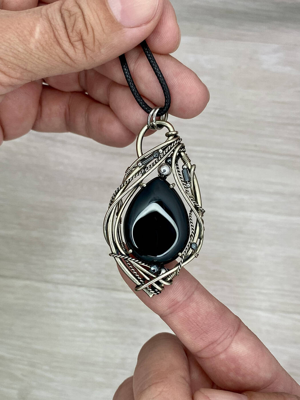 Shadow Embrace — Black agate Pendant - Image 4
