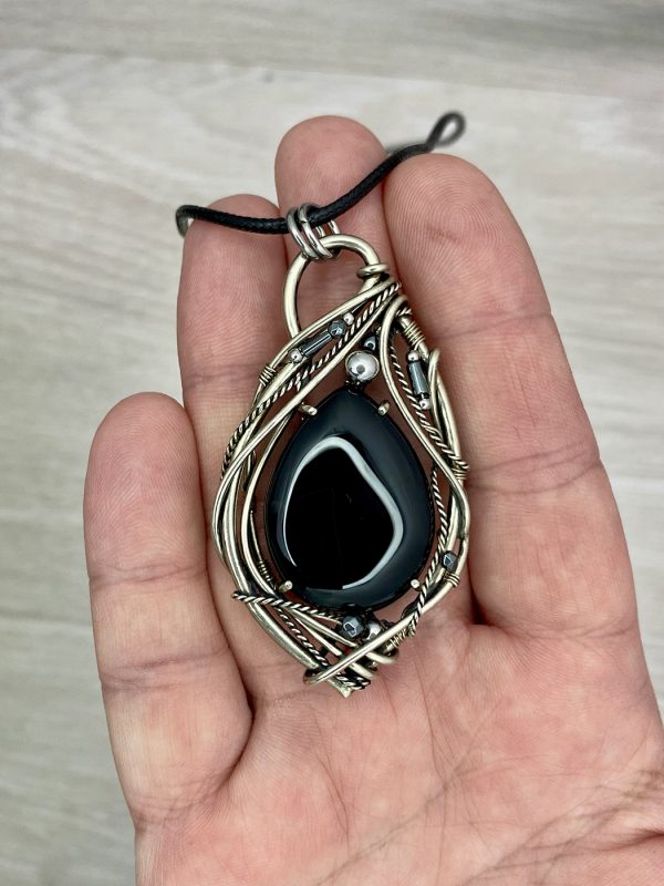Shadow Embrace — Black agate Pendant - Image 6