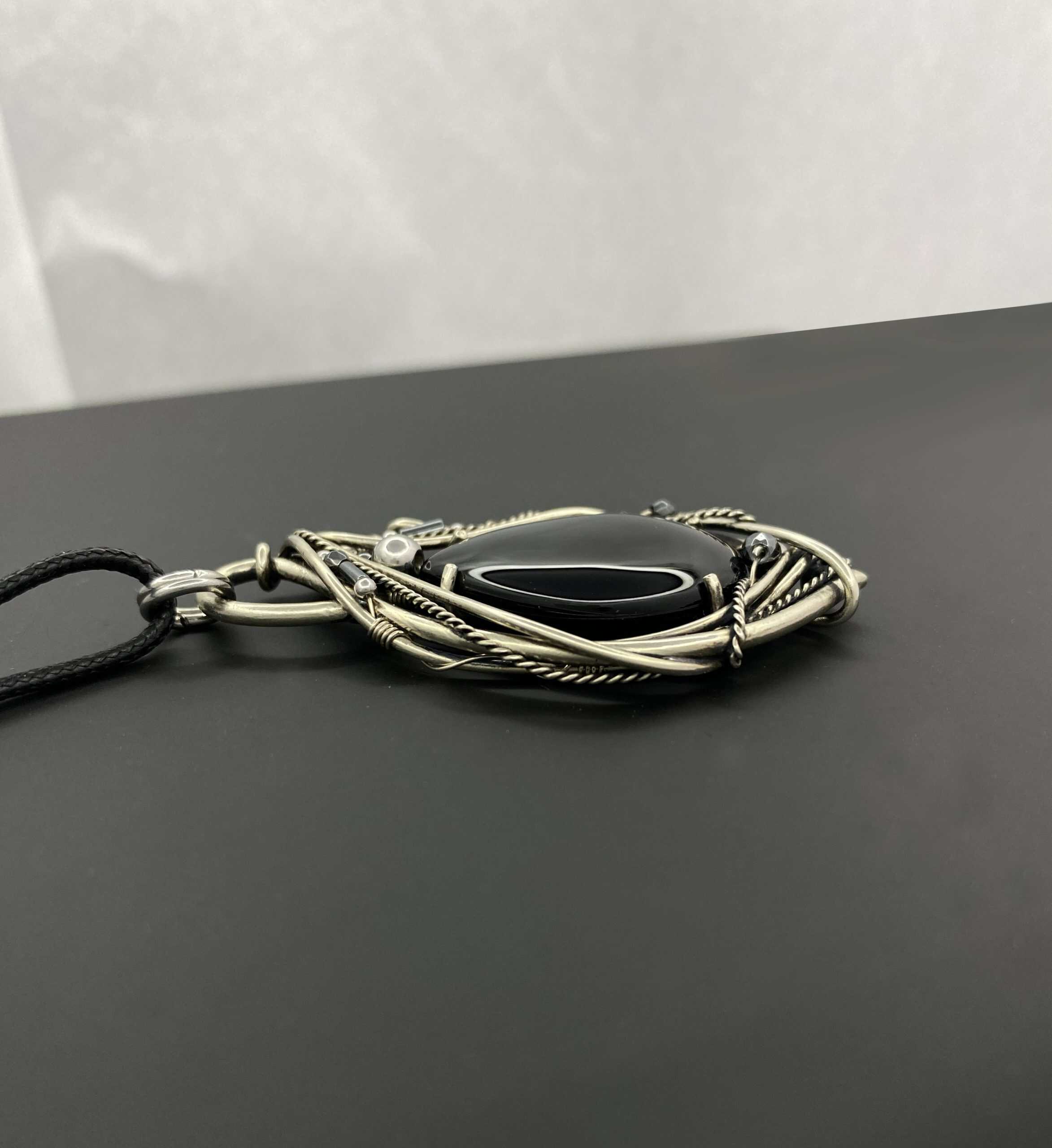 Shadow Embrace — Black agate Pendant - Image 3