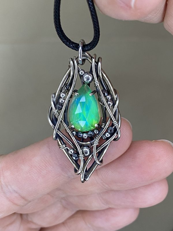 Green Flame — Aurora Opal Pendant - Image 3