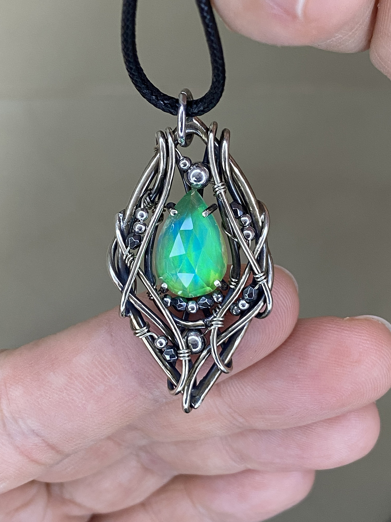 Green Flame — Aurora Opal Pendant - Image 3