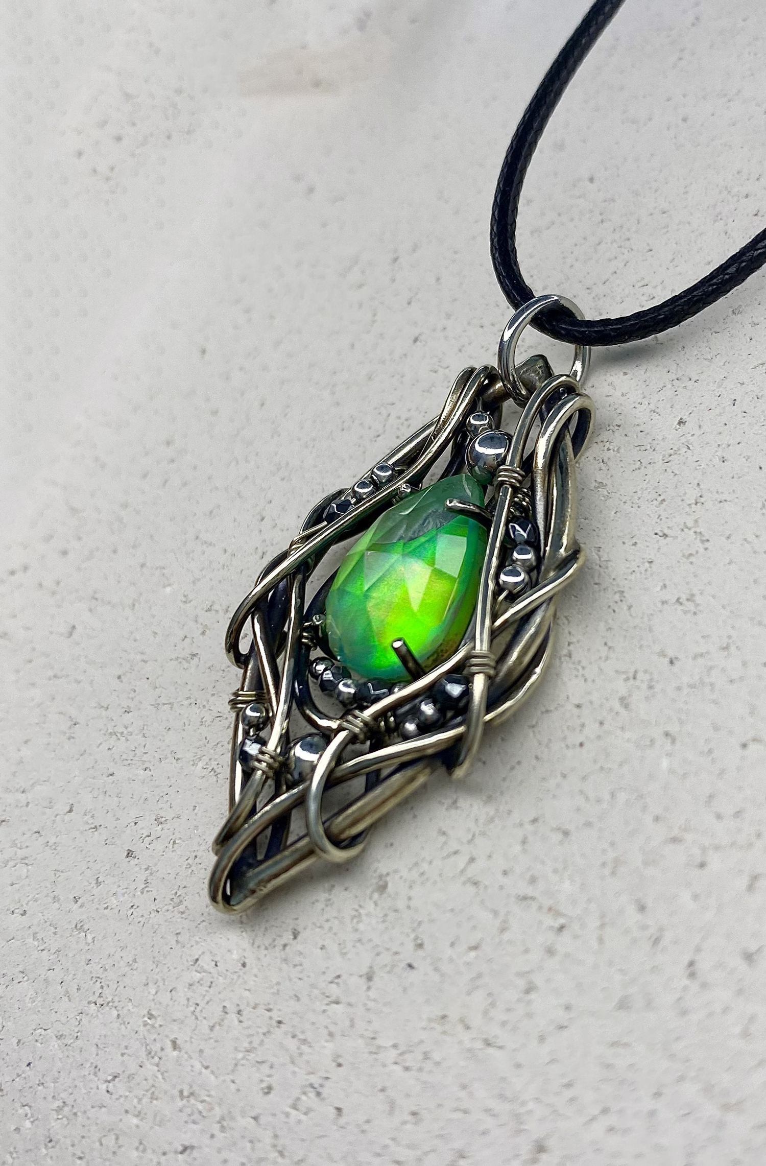 Green Flame — Aurora Opal Pendant - Image 5