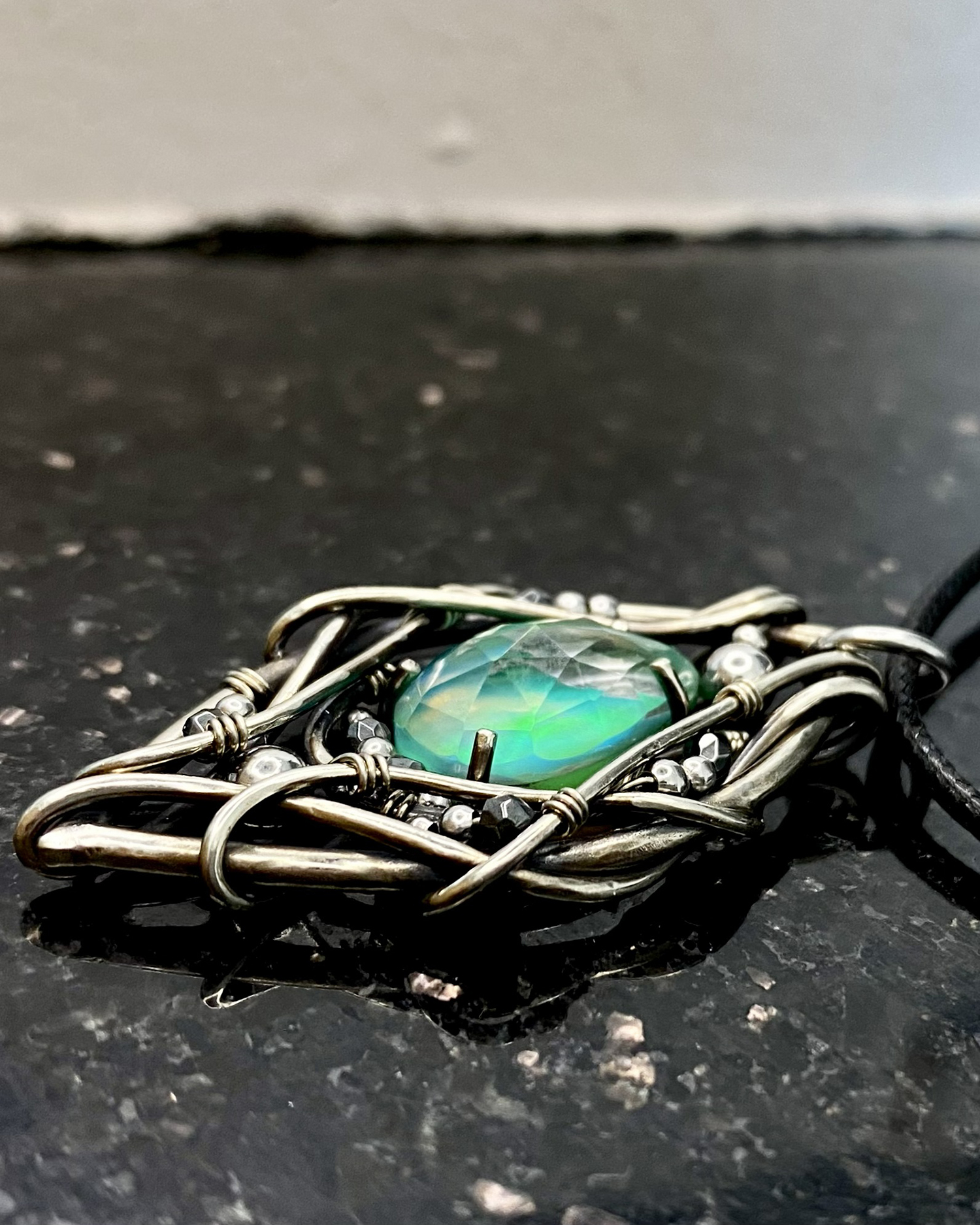 Green Flame — Aurora Opal Pendant - Image 6