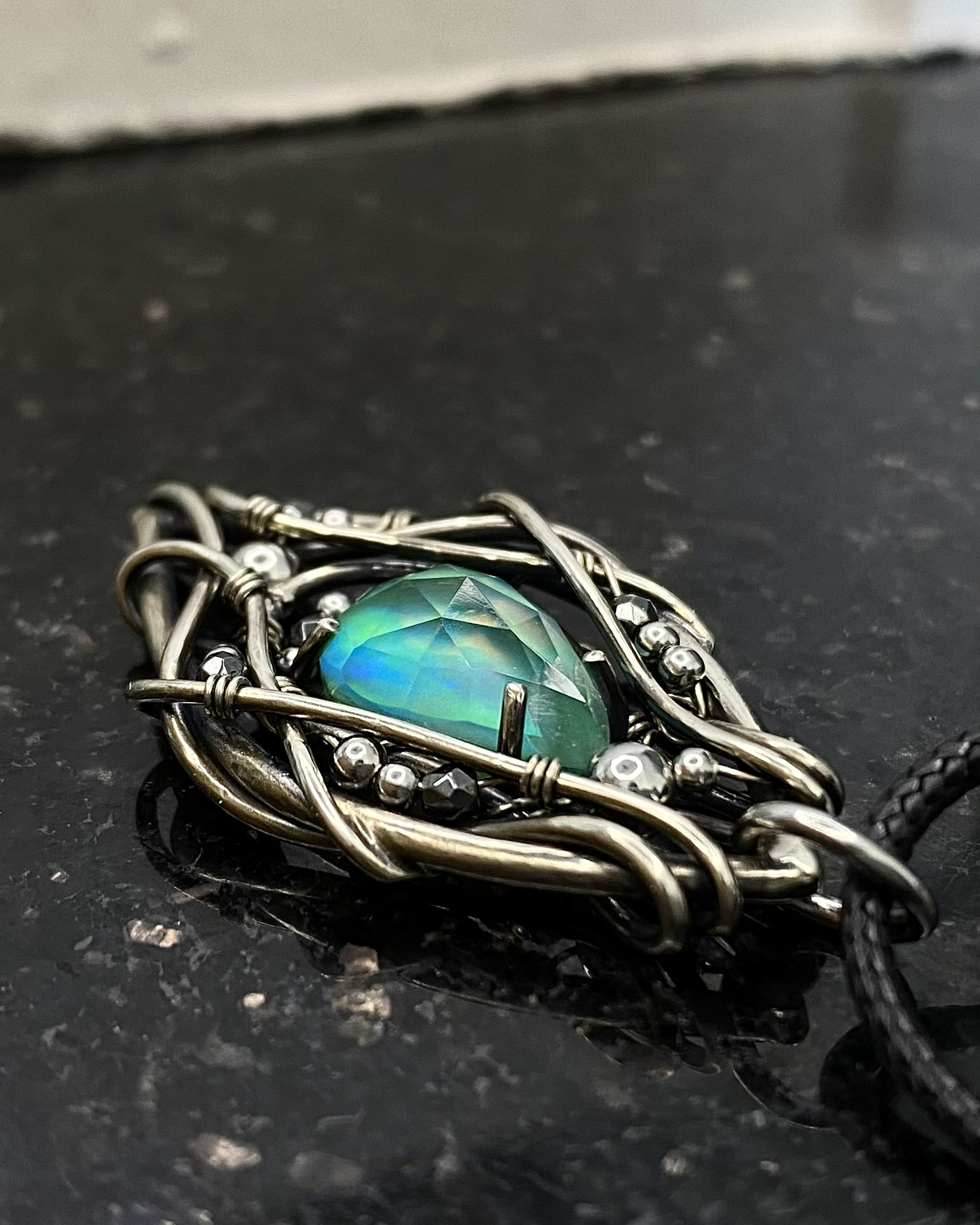 Green Flame — Aurora Opal Pendant - Image 4
