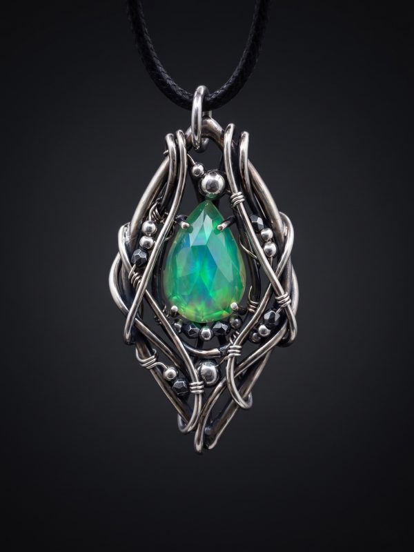 Green Flame — Aurora Opal Pendant - Image 1