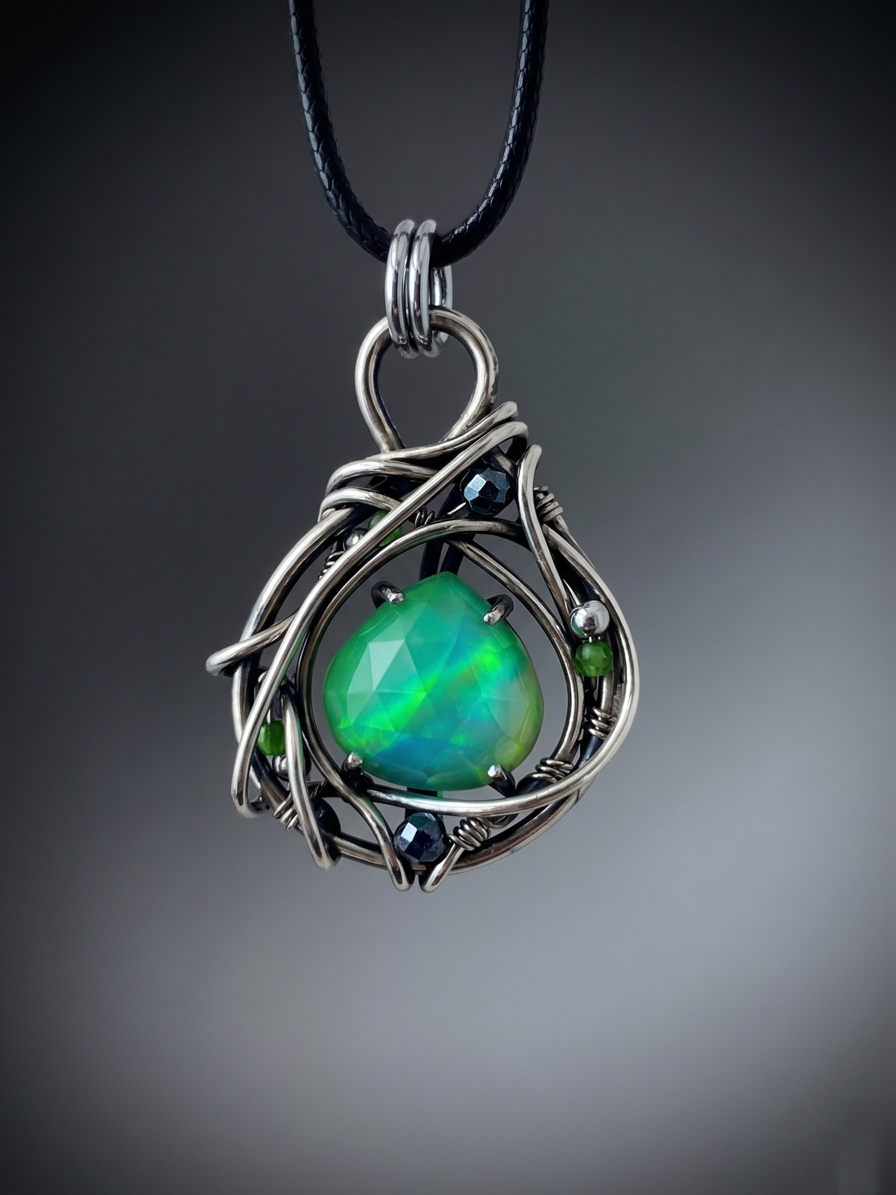 Green Heart — Aurora Opal Pendant - Image 1